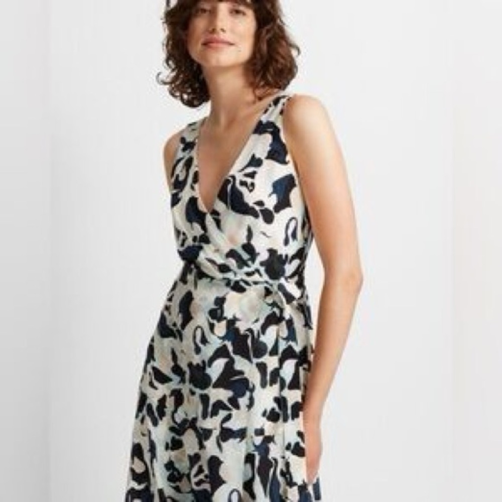 NWT Club Monaco Blue, Black and White Wrap Dress